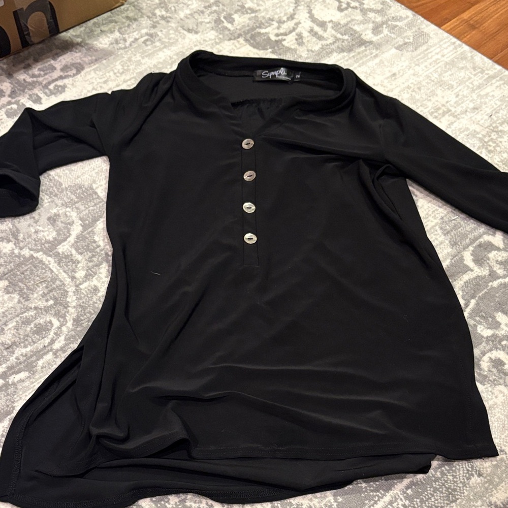 Sympli Black Button-Down Top